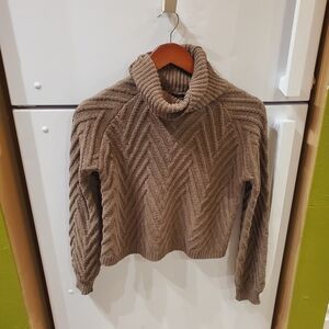 Cozy Green Cable Knit Turtleneck Sweater